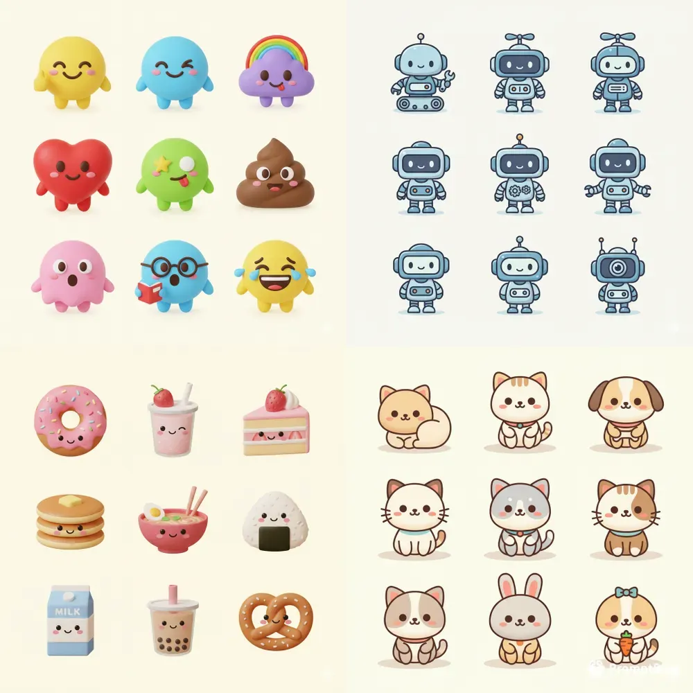 Cute Character Icon Grids