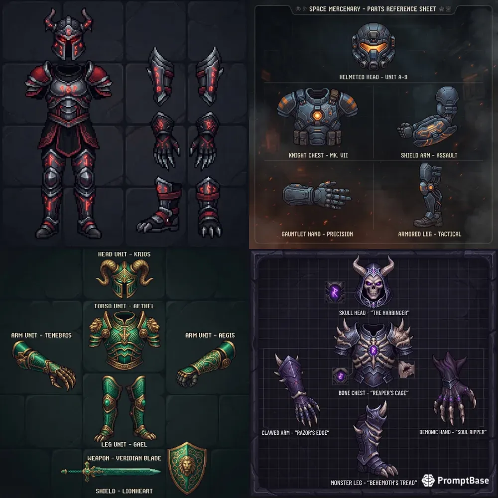 Pixel Character Parts Sheets