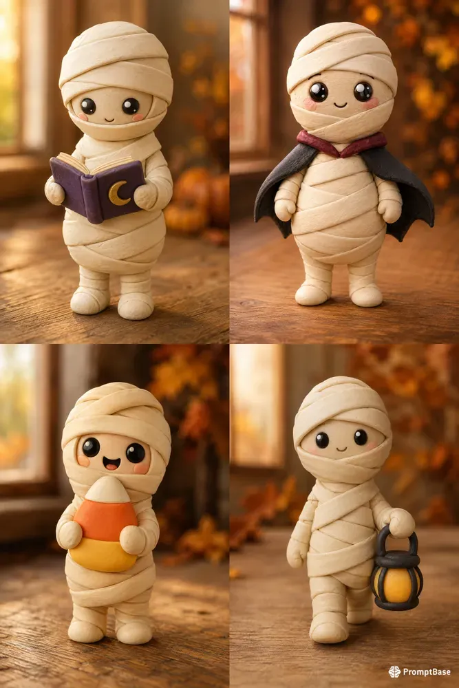 Handmade Halloween Mummy Figurines
