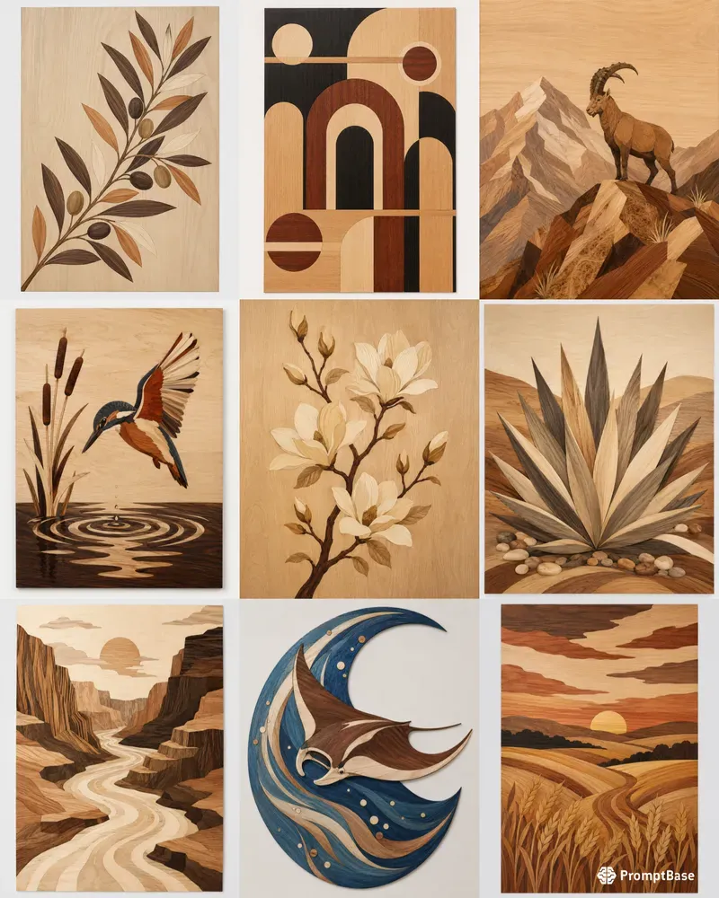 Wood Marquetry Wall Art