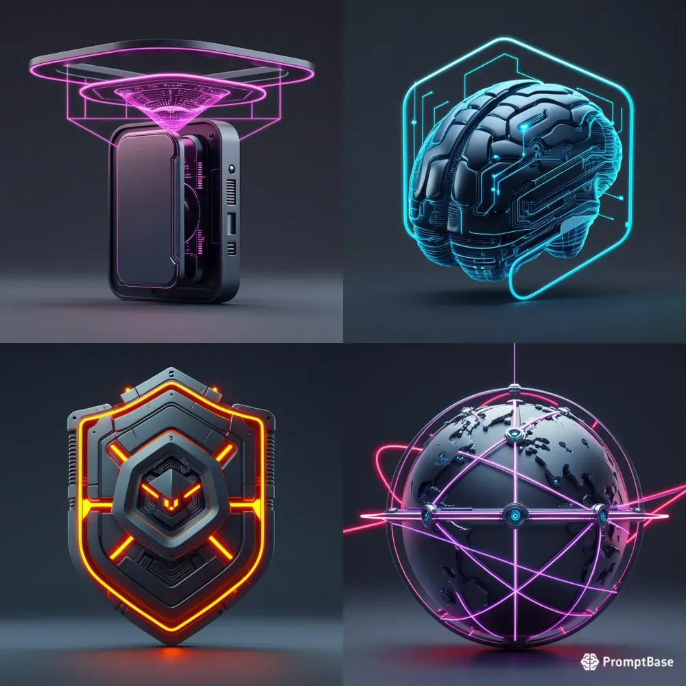3D Cyberpunk Futuristic Scifi UI Icons
