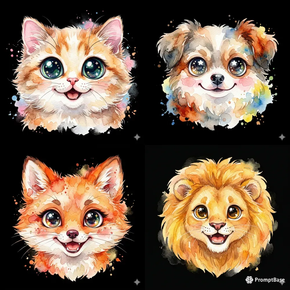 Cute Watercolor Faces