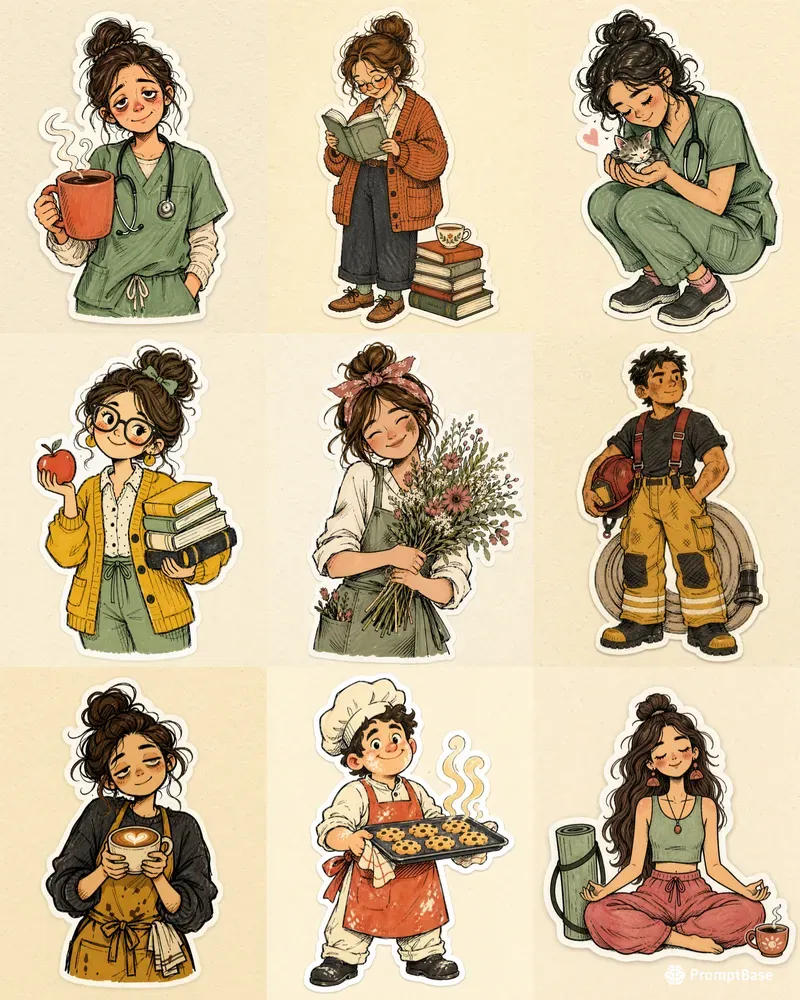 Hand Drawn Profession Life Stickers