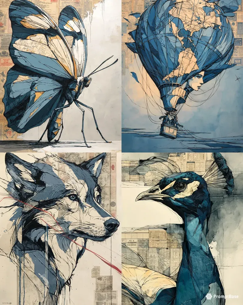 Vintage Map Mixedmedia Collages