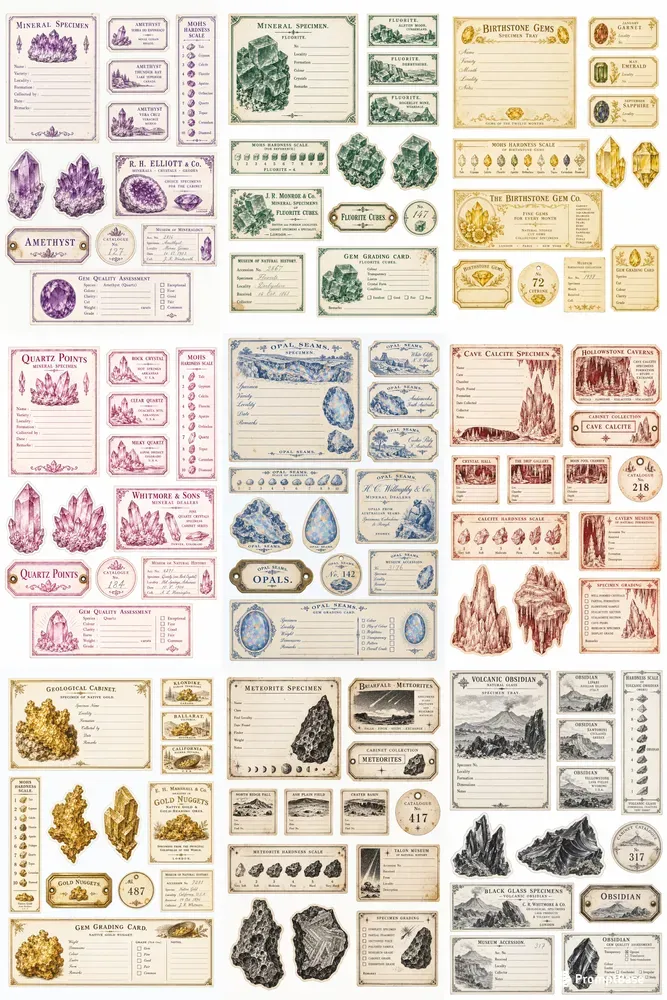 Crystal Mineral Cabinet Ephemera