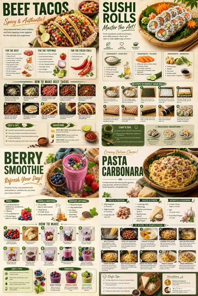 Professional Culinary Recipe Infographics