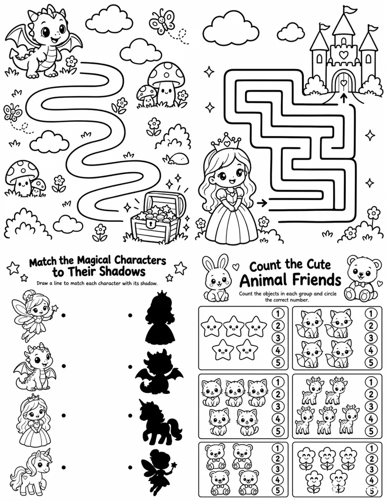 4 Fairytale Activity Pages For Kids