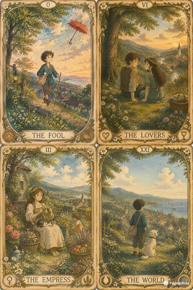Handpainted Animation Style Tarot Cards