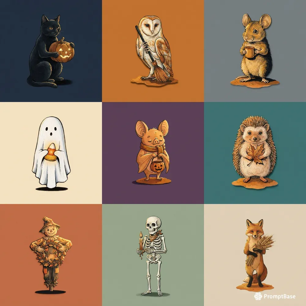 Halloween Storybook Gouache Cliparts