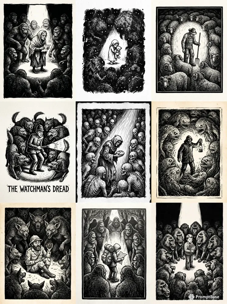 Dark Woodcut Ink Illustrations