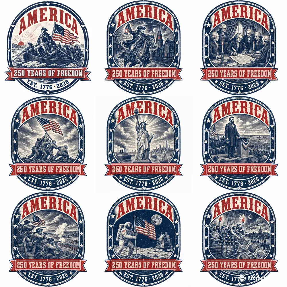America Freedom 250 Years Tshirt Prints