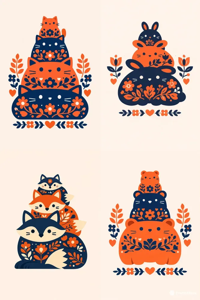 Nordic Folk Stacked Animals