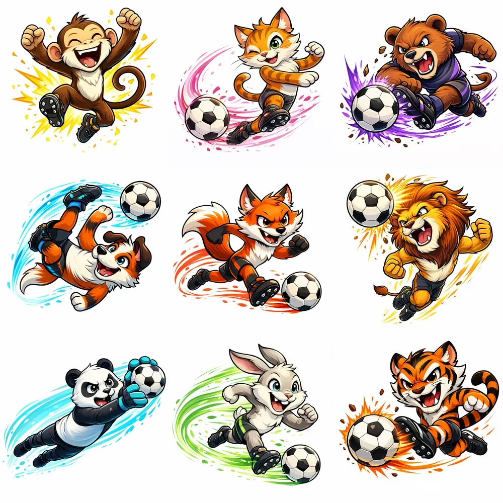 Cute Cartoon Football Mascots