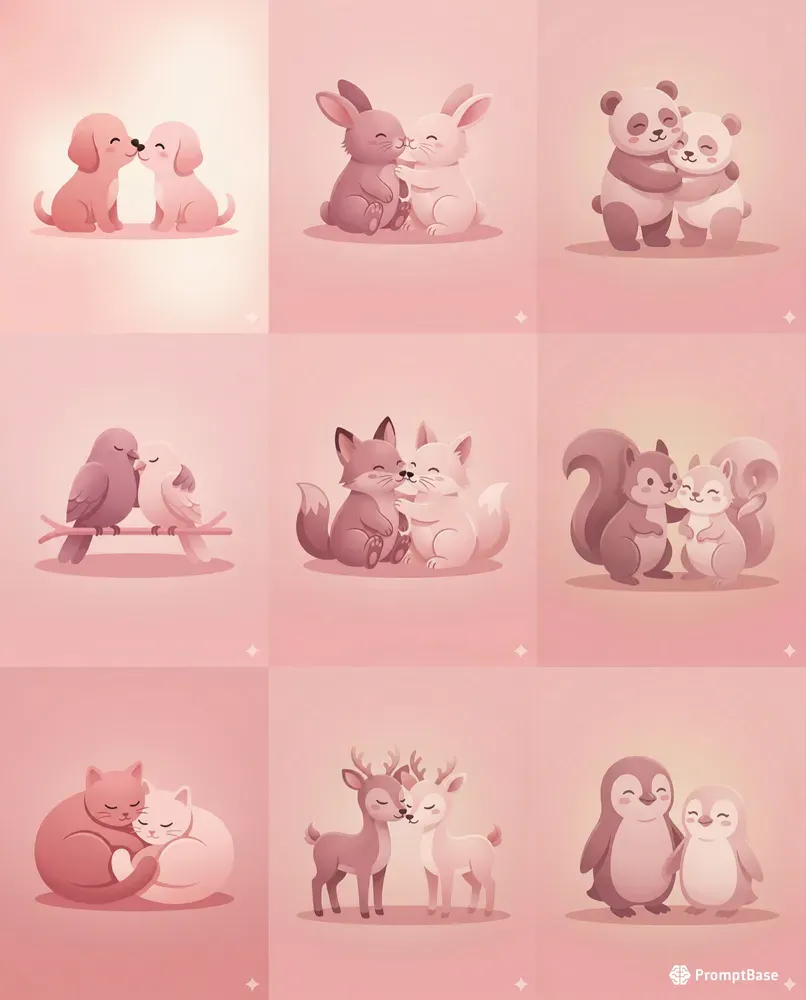 Minimal Love Animal Clipart