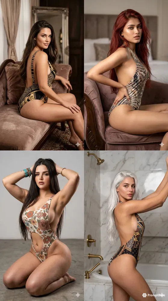 Cinematic Fashion Model Monokini Poses