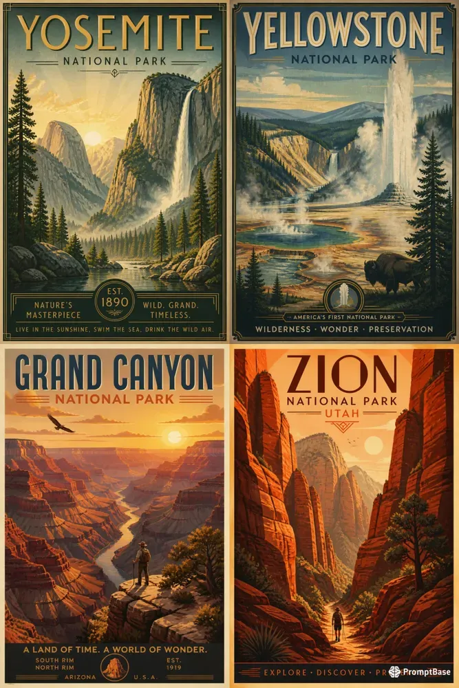 Vintage National Park Poster Generator