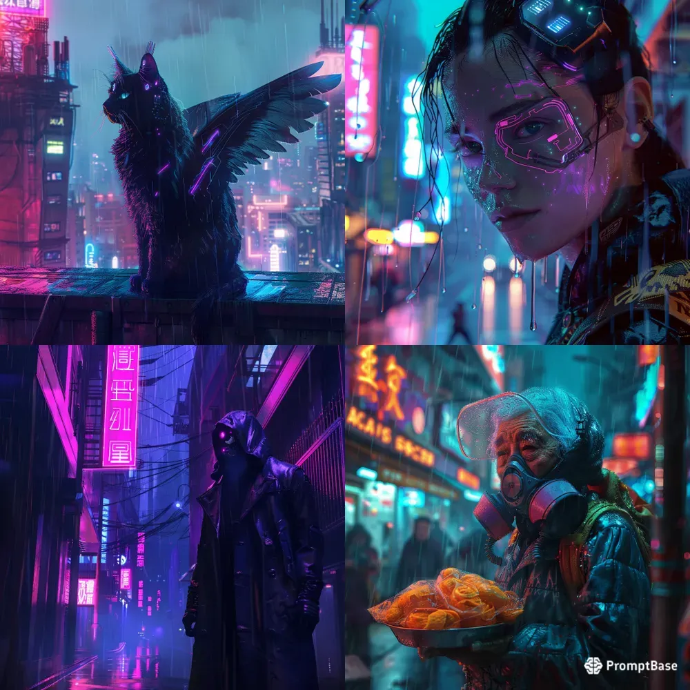 Neon Noir Cyberpunk Portrait Art
