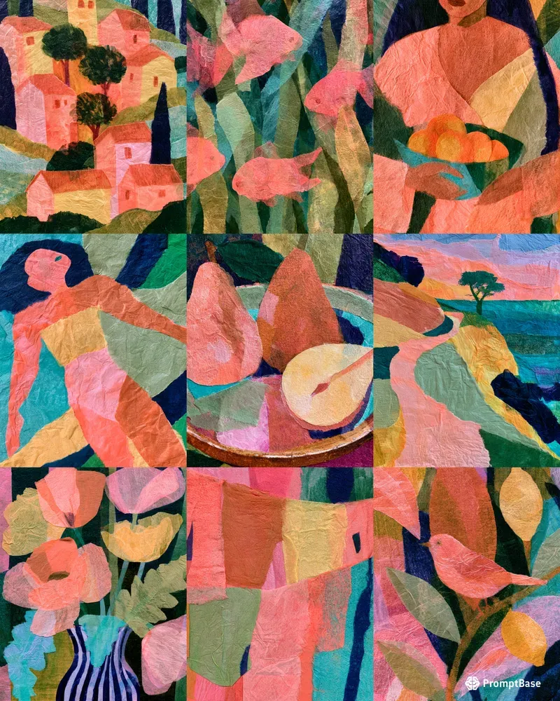 Layered Tissue Paper Collage Art