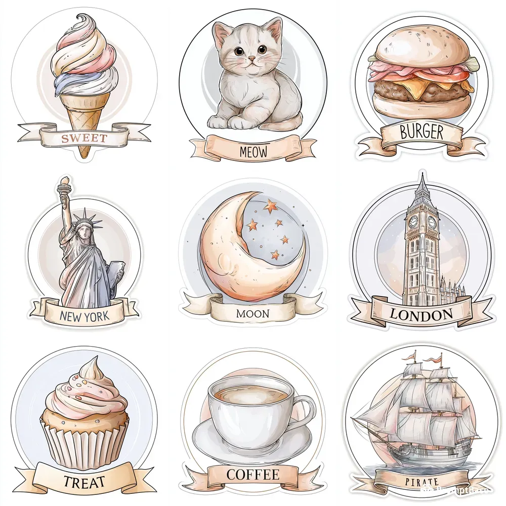 Soft Line Art Prints Stickers
