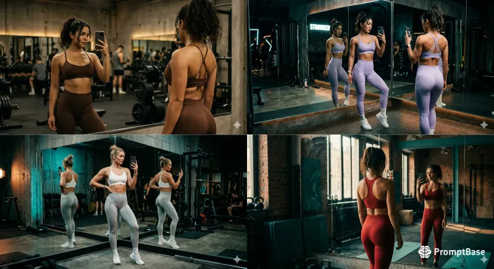 Gym Girl Mirror Selfies