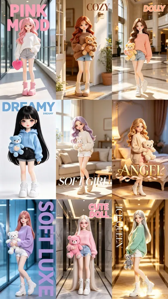 Cute Doll Girl Portraits