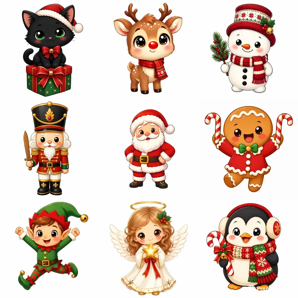 Cozy Christmas Character Tshirt Cliparts