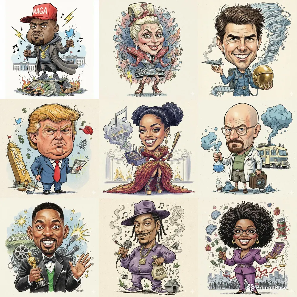 Funny Editorial Celebrity Caricatures
