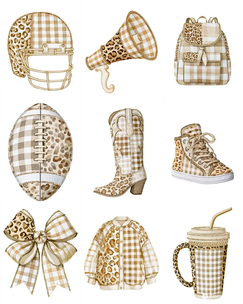 Gilded Neutrals Preppy Watercolor Cliparts