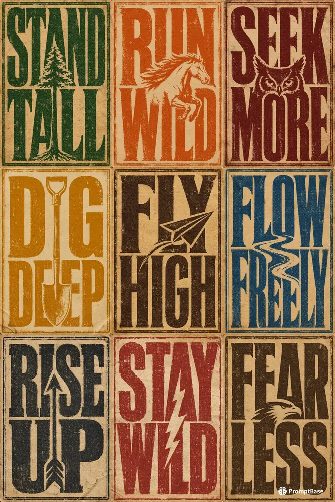 Antique Woodblock Typography Posters