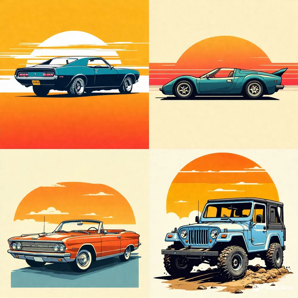 Retro Car Poster Illustrations