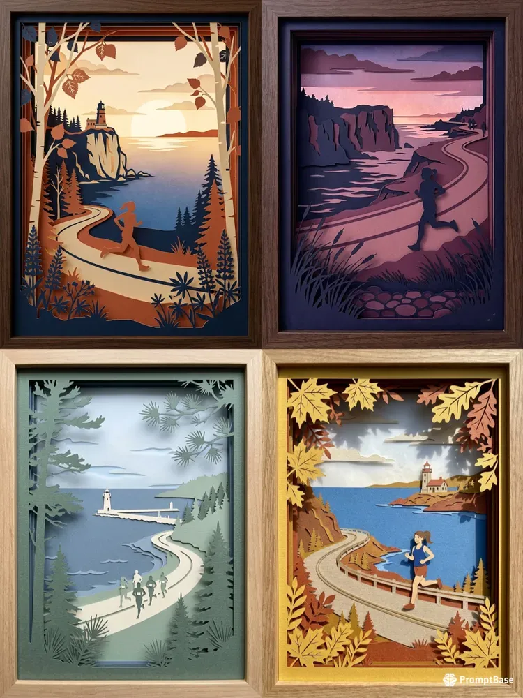 Marathon Keepsake Papercut Posters