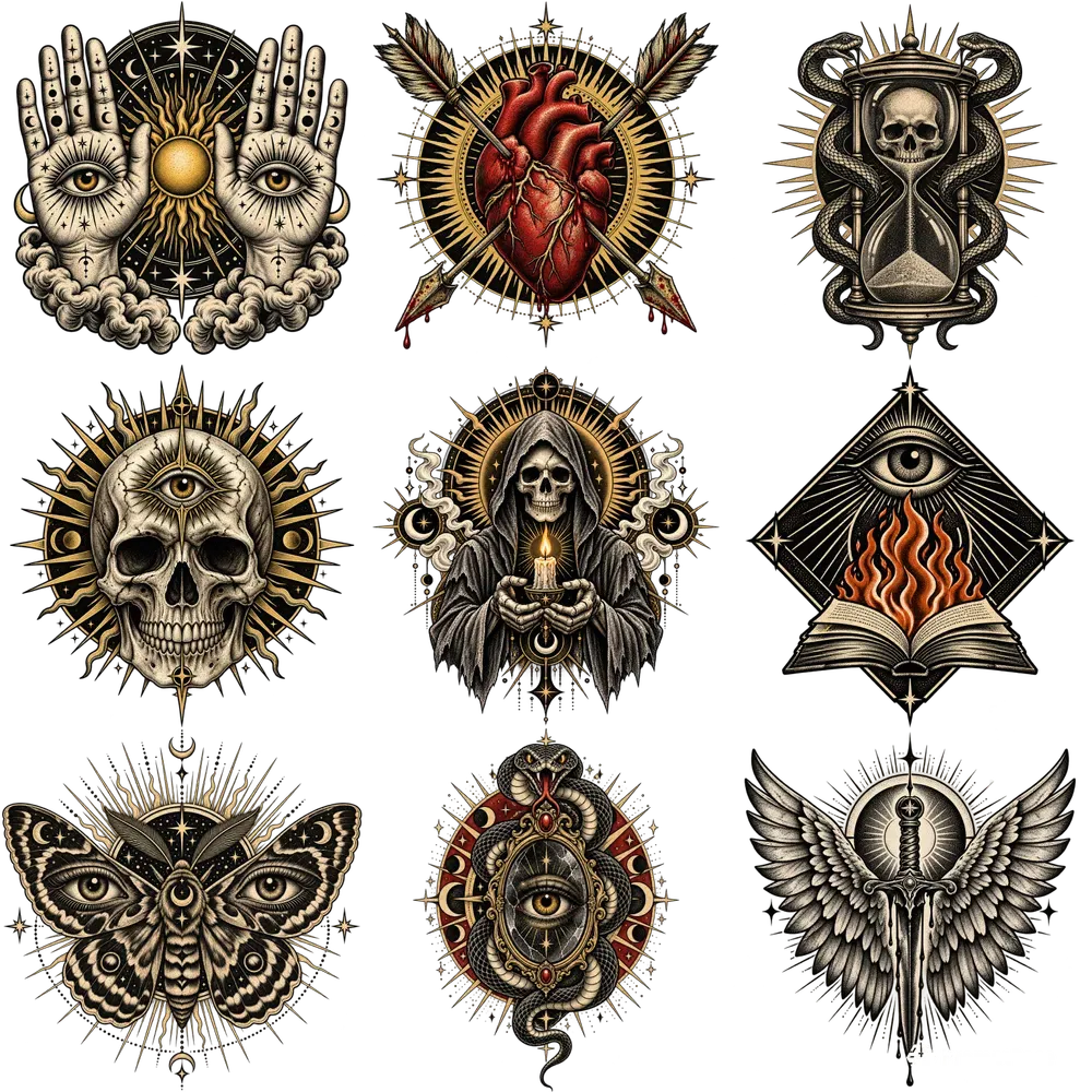 Vintage Etching Occult Tee Graphics