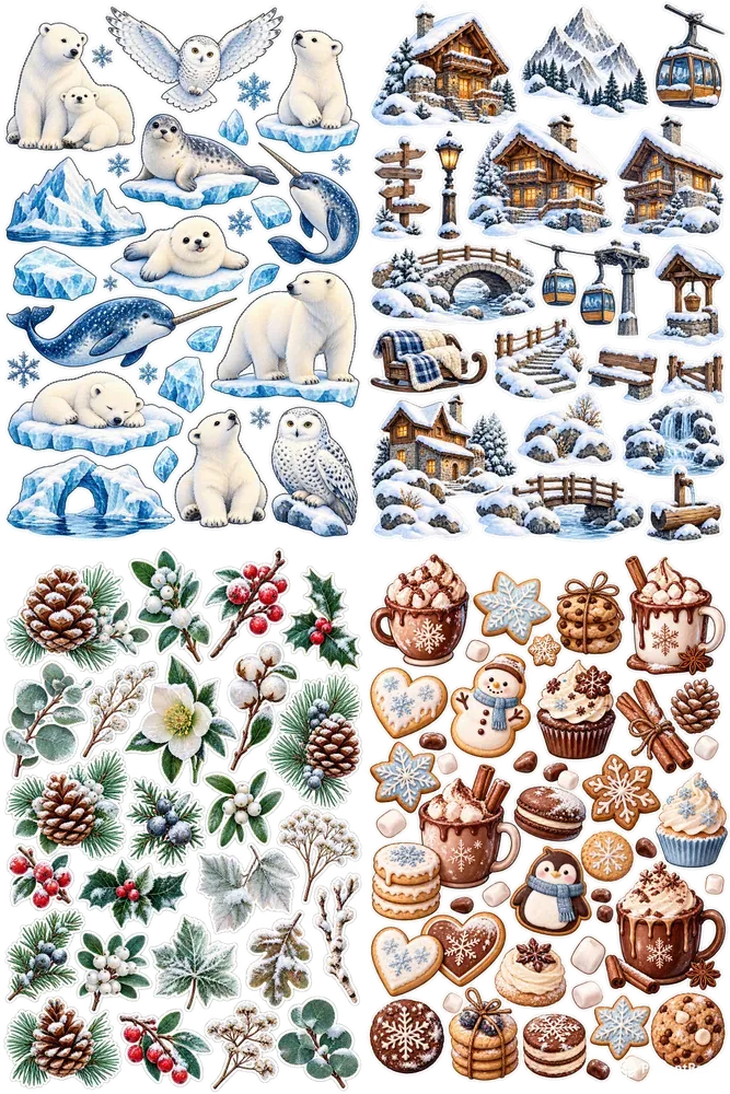 Whimsical Winter Clipart Sticker Sheets