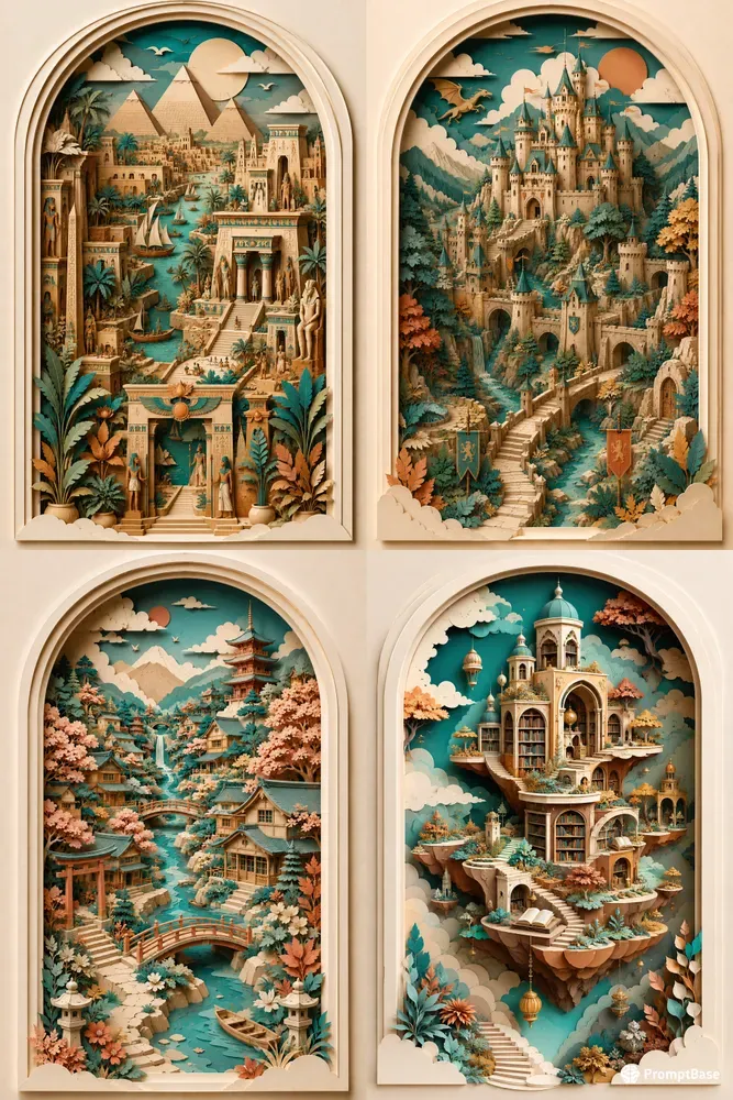 3D Layered Paper Cut Diorama Art