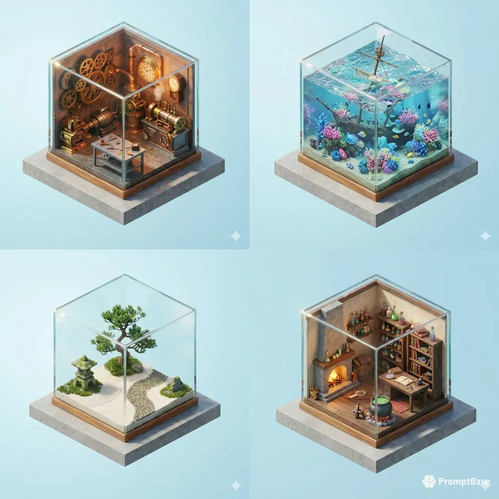 Isometric Microworld Diorama Generator