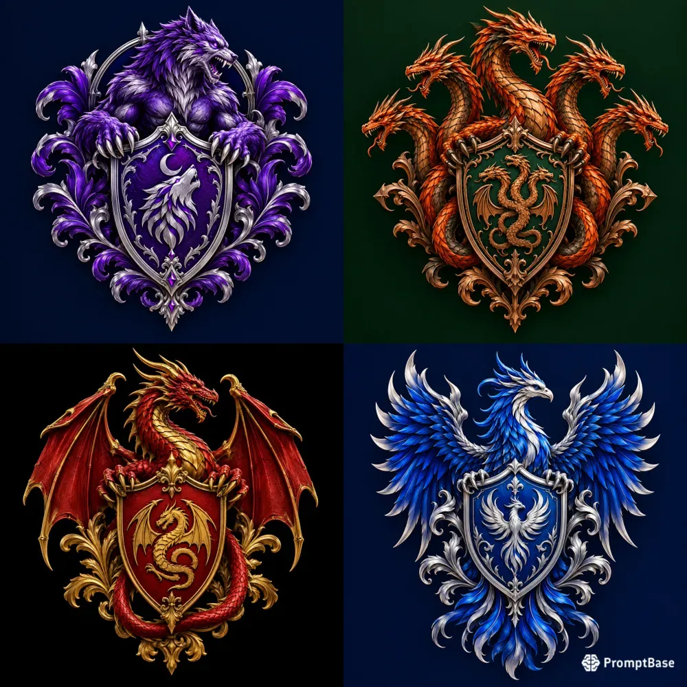 Majestic Mythical Heraldic Crest Art