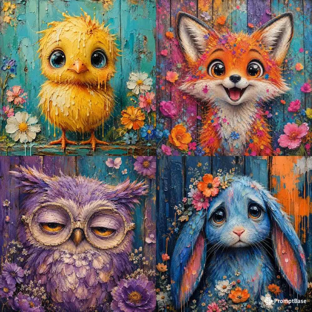 Bigeyed Whimsical Animal Portraits