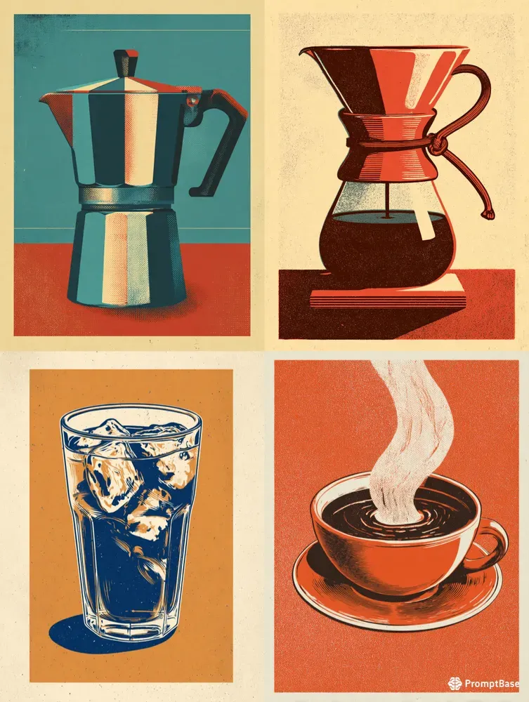 Retro Screenprint Coffee Posters