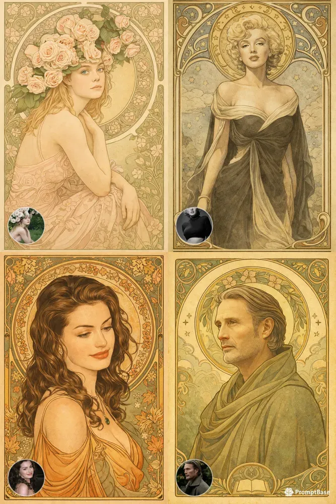 Custom Art Nouveau Mucha Style Portraits