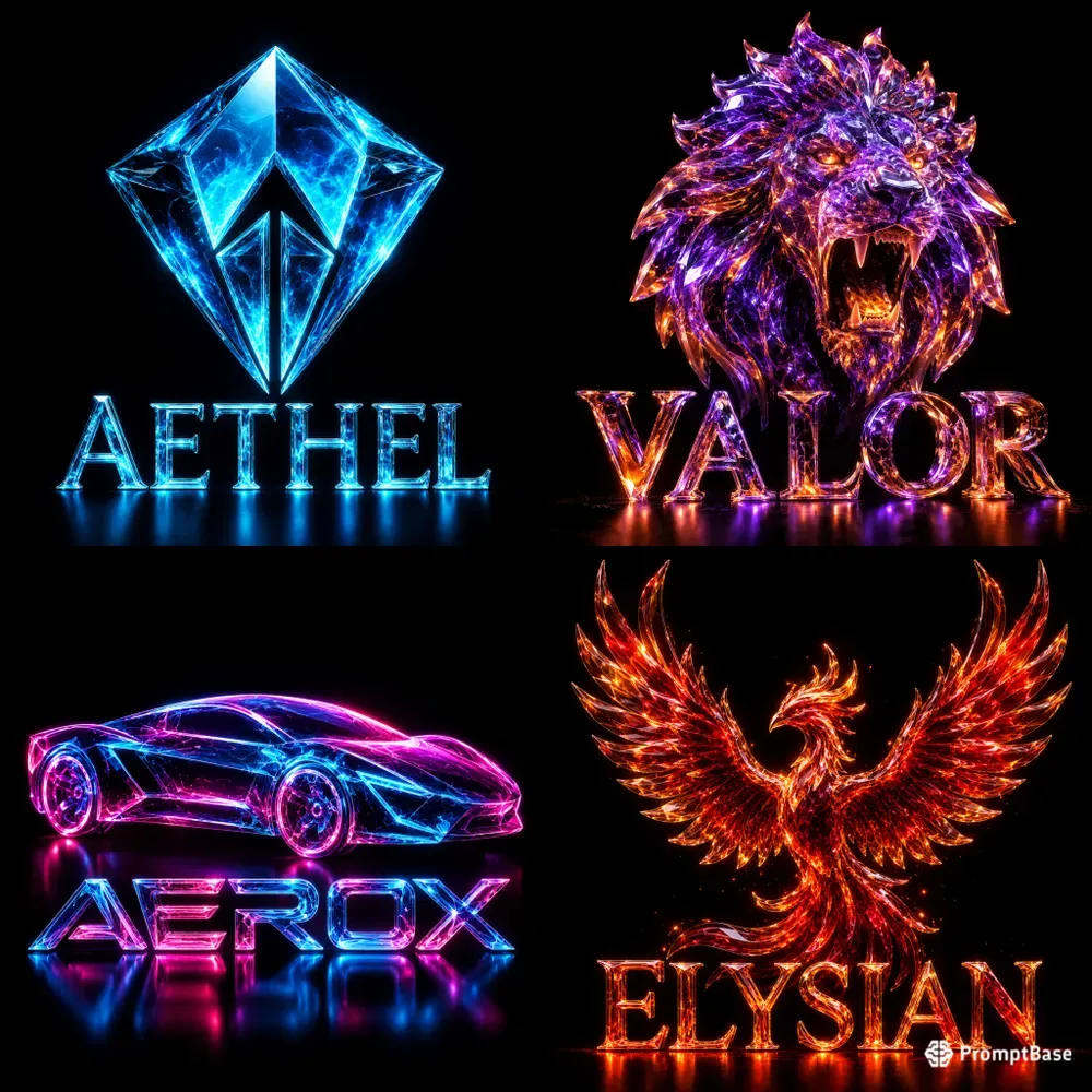 3D Cosmic Glass Premium Realistic Logos
