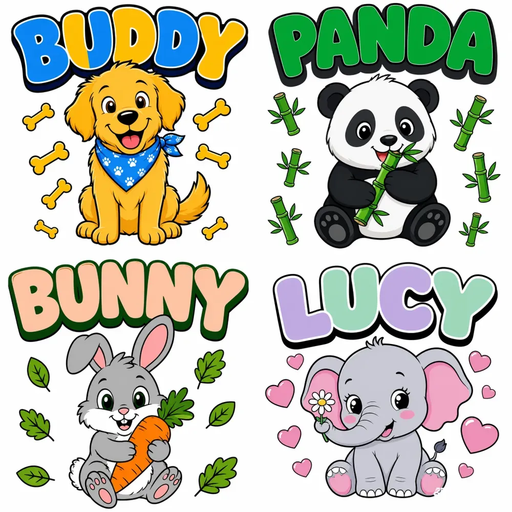 Vector Cartoon Animals And Bubble Text