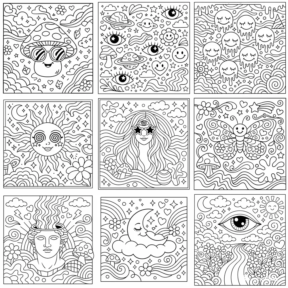 Trippy And Groovy Patterns Coloring Books