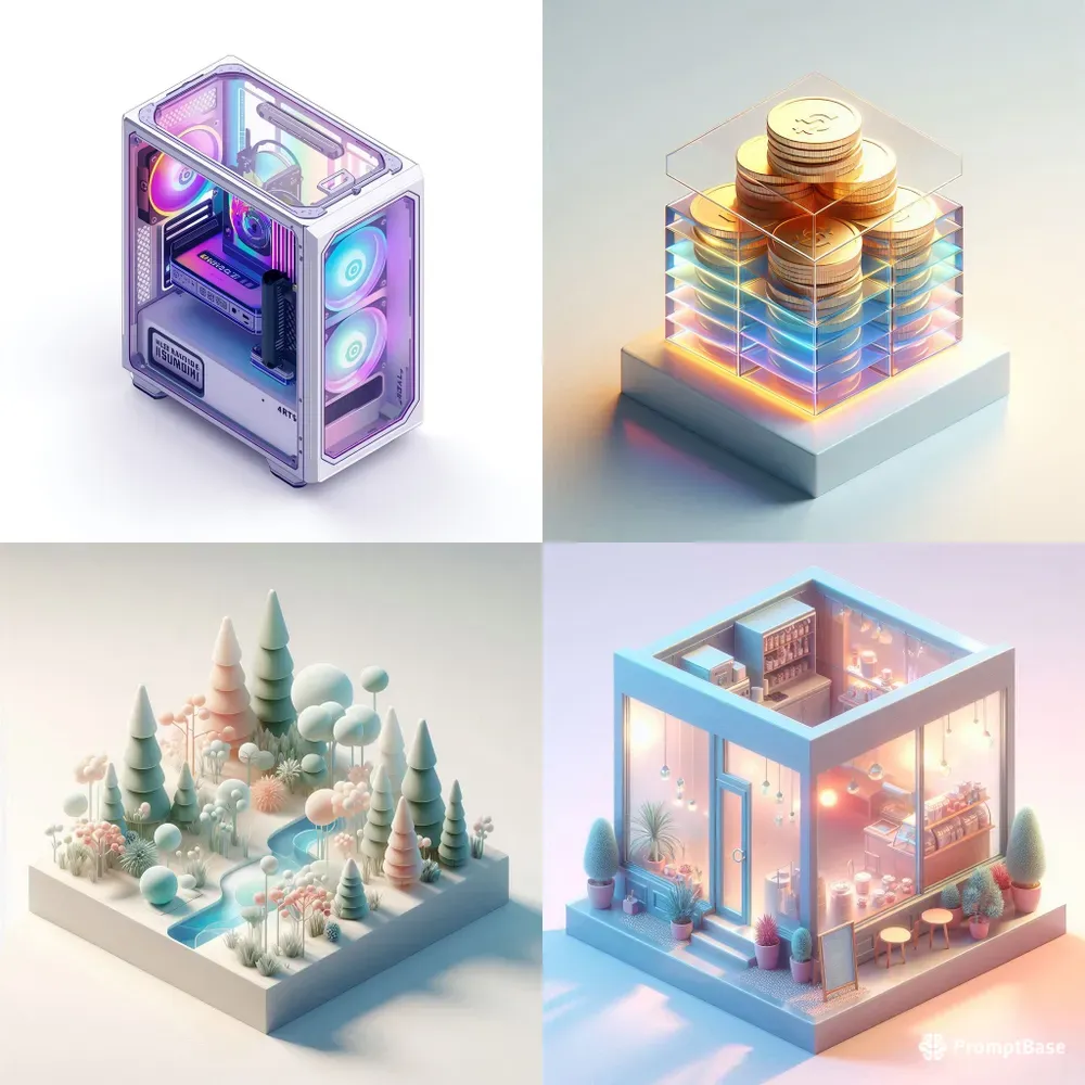 3d Isometric Glass Plastic Icons