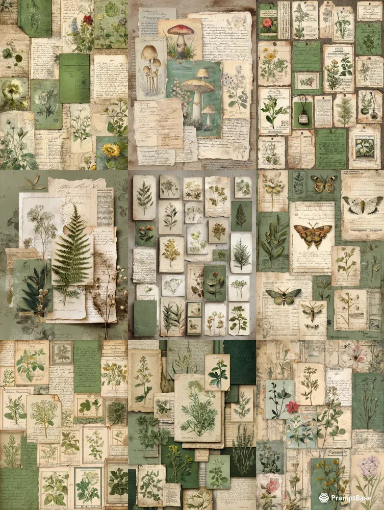 Vintage Botanical Ephemera Sheets