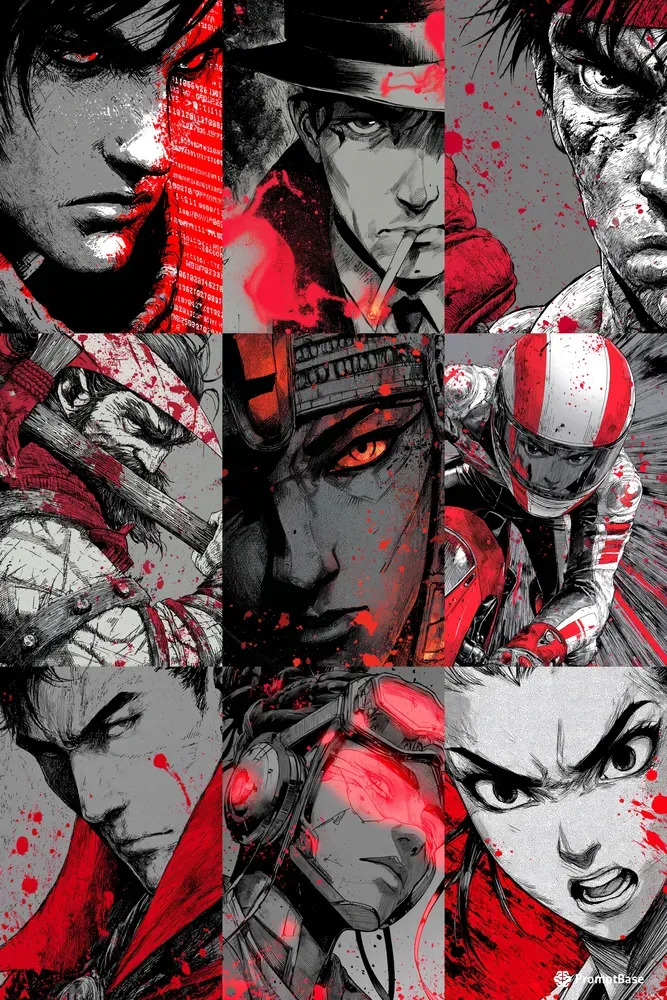 Inked Manga Action Closeups