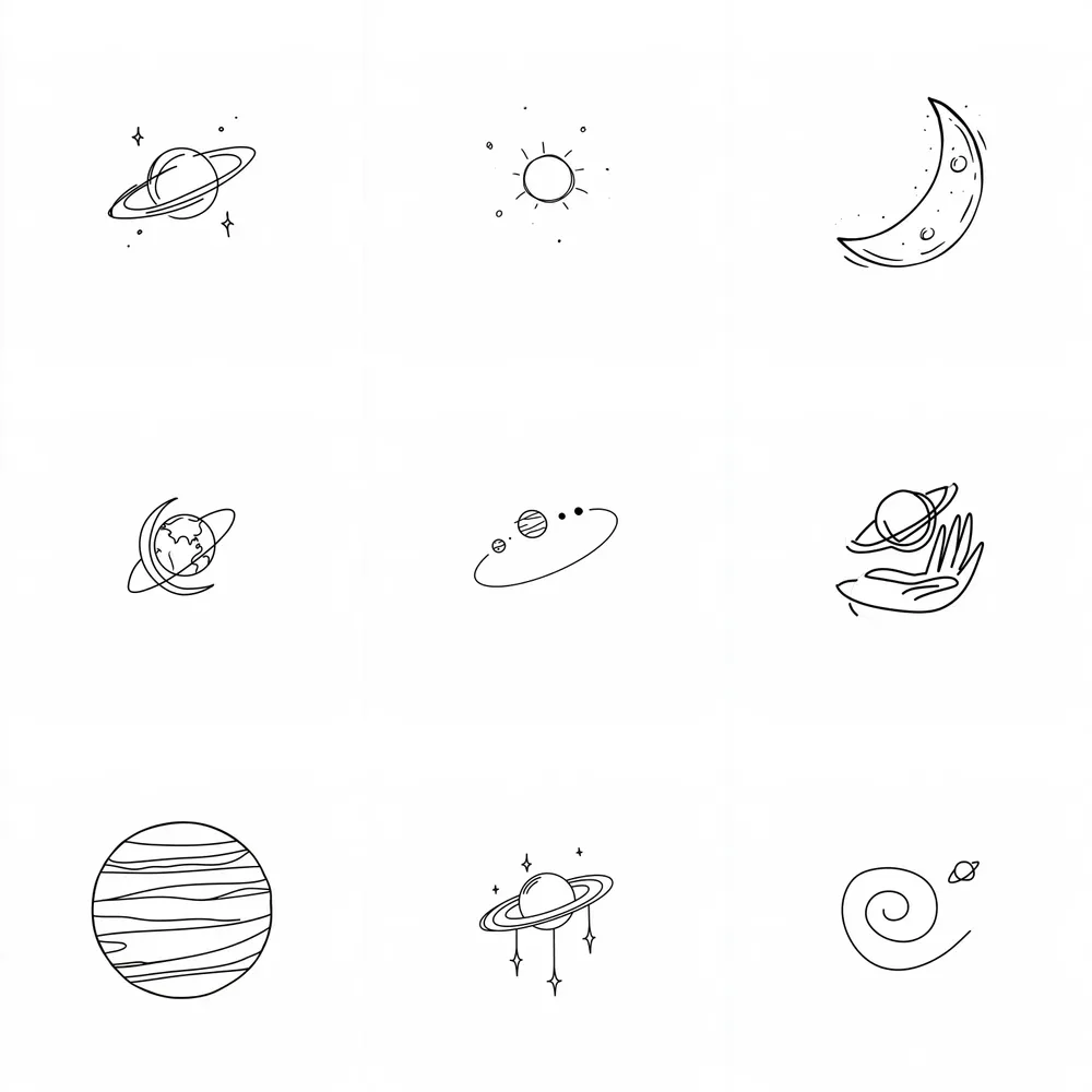 Handdrawn Minimalist Planet Icons