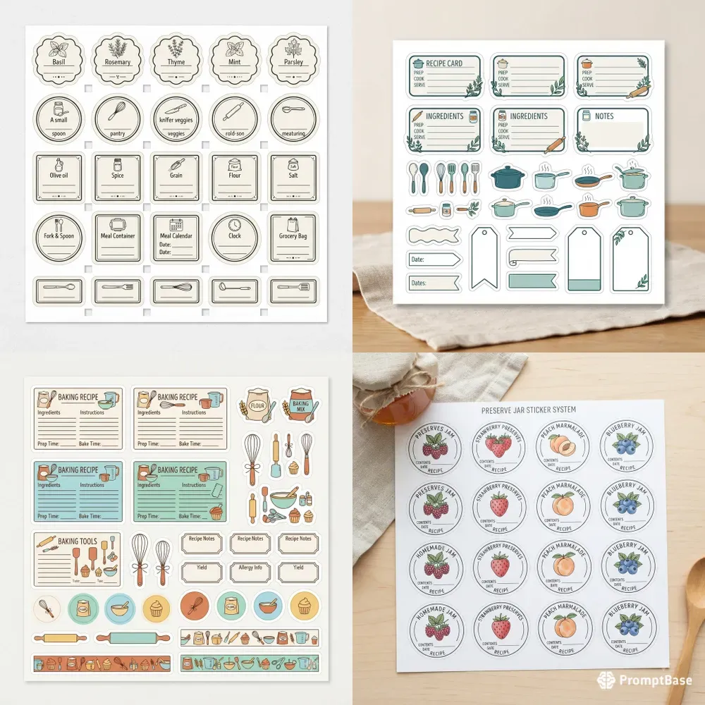 Recipe Label Sticker Sheet Systems