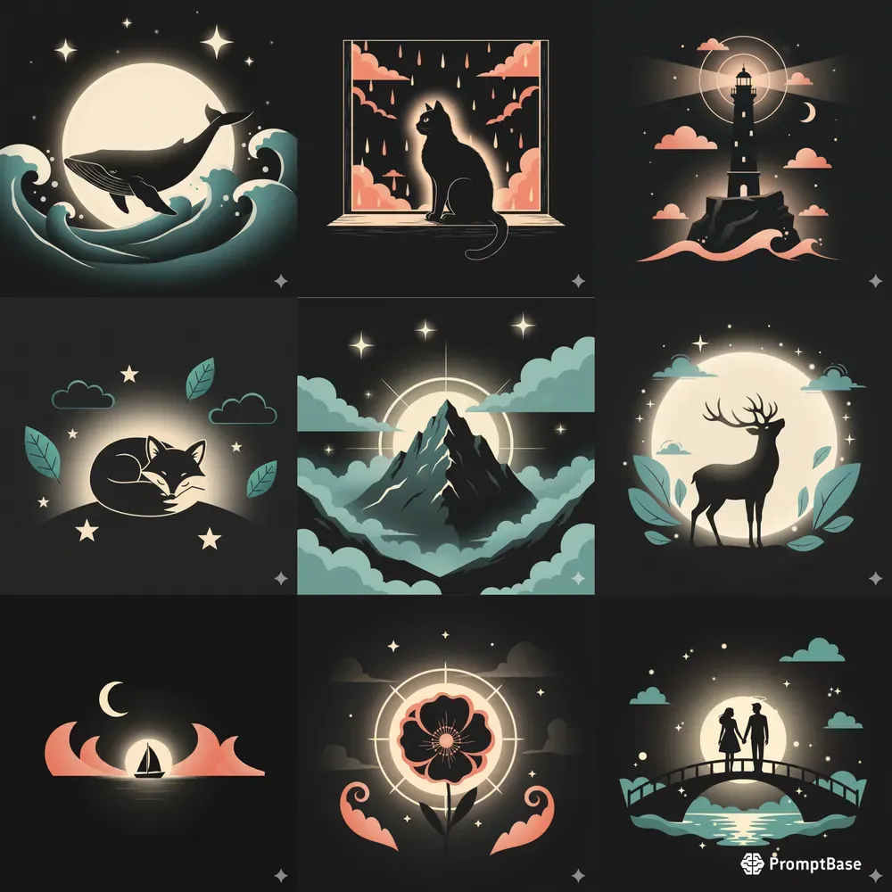 Minimal Glow Silhouette Posters