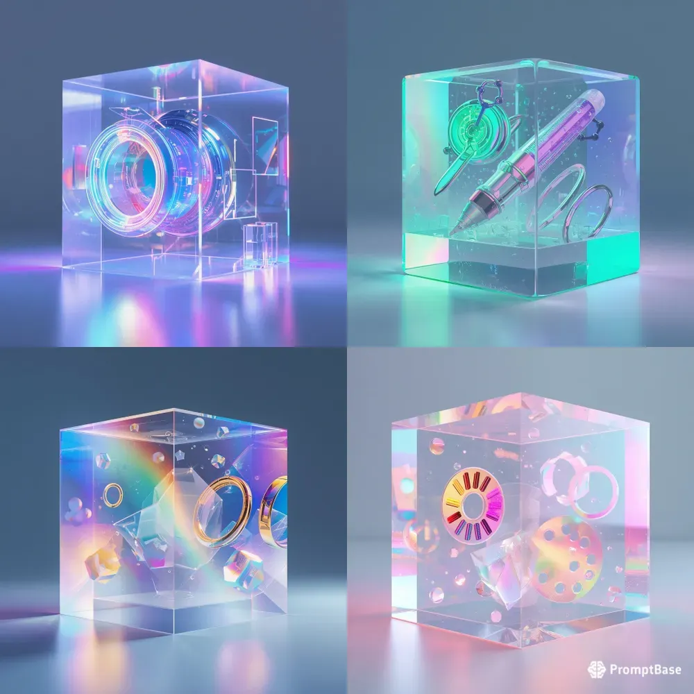 3D Holographic Creative Design Icons