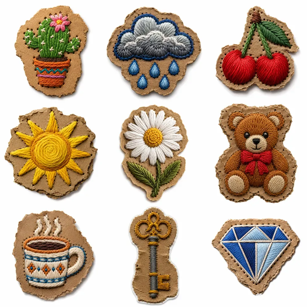 3D Embroidered Cardboard Stickers